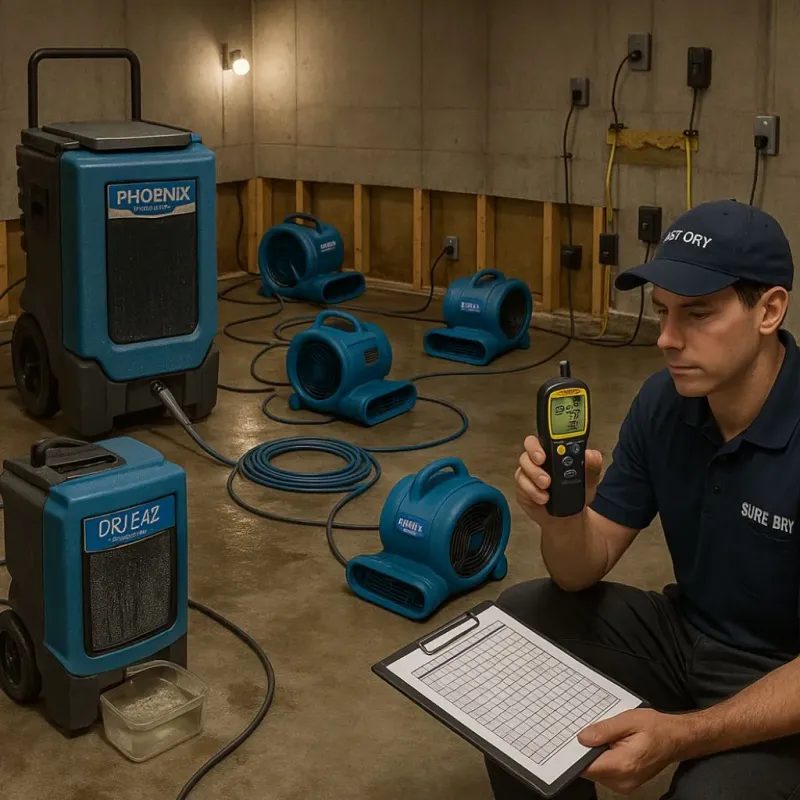 Structural Drying and Dehumidification process in Huntsville, TX